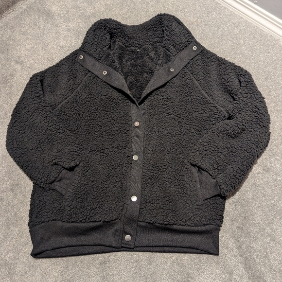 Plush Snap Button-up Jacket M - Picture 5 of 7
